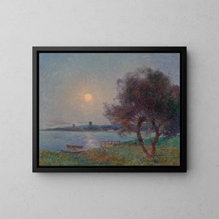 Die Flusslandschaft im Mondschein - Ferdinand du Puigaudeau — gerahmtes Bild an der Wand