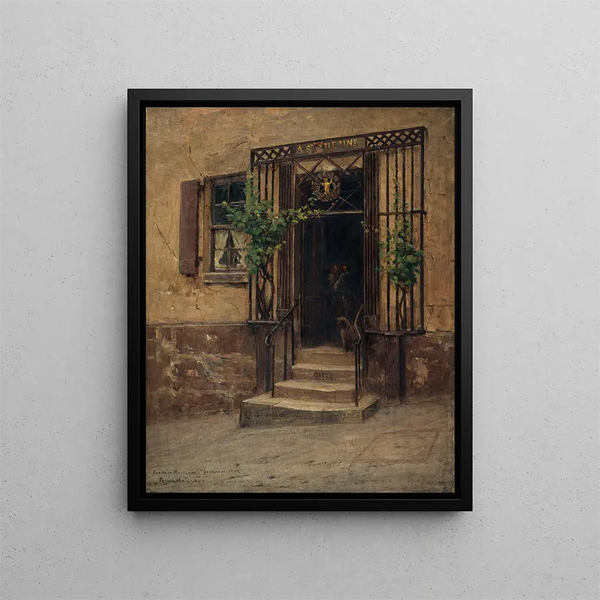 Gasthaus mit dem Schild von Saint - Étienne, Rue de la Montagne - Sainte - Geneviève - Fernand Maillaud — gerahmtes Bild an der Wand