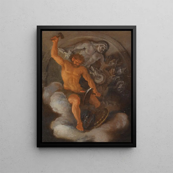 Filippo Lauri - Vulcan At His Forge Behind Him a BasRelief Of Hercules fighting The Hydra.webp