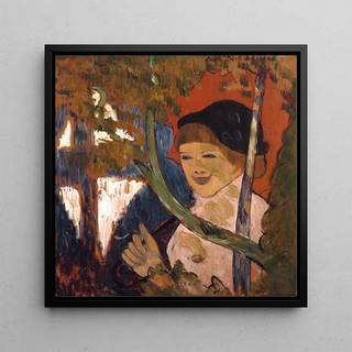 Fille bretonne avec un parapluie rouge - Emile Bernard