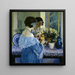 Mädchen in Blau, das Blumen arrangiert - Frederick Carl Frieseke — Wandpräsentation des Kunstwerks