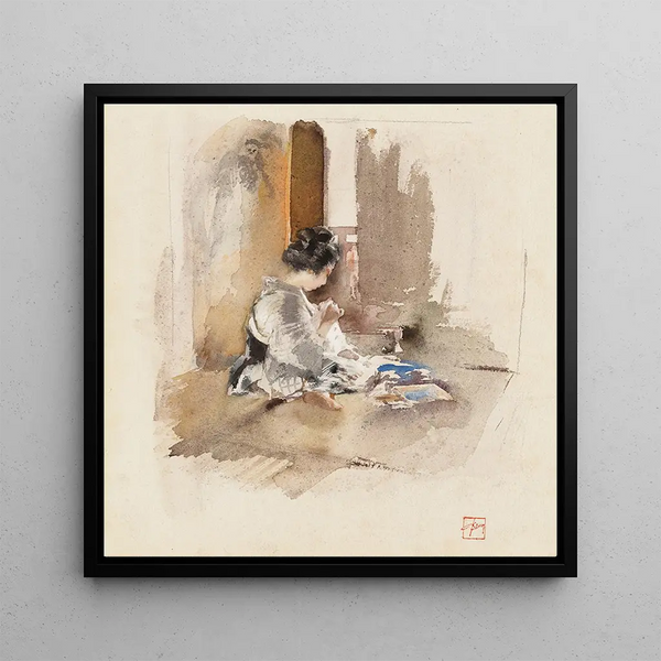 Fille japonaise cousant - Robert Frederick Blum