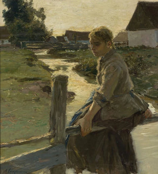 Fille près d'un ruisseau - Arthur Langhammer