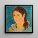 Mädchen, das eine Rose in der Hand hält - Tadeusz Makowski — Wandpräsentation des Kunstwerks