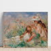Reproduktion des Gemäldes Mädchen liegend auf dem Gras und junges Mädchen, das einen Blumenstrauß arrangiert - Pierre-Auguste Renoir