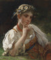 Mädchen in traditioneller Tracht mit Blumenkrone - Firs Sergejevitch Zhuravlev — Ansicht des Kunstwerks