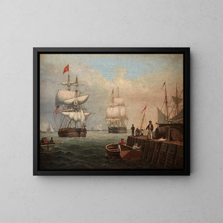 Hafen von Boston - Fitz Henry Lane — gerahmtes Bild an der Wand