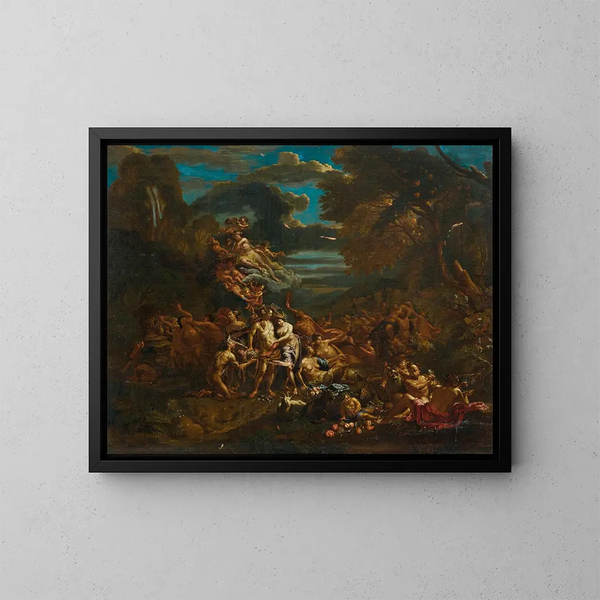 Bacchanale - Flämische Schule — gerahmtes Bild an der Wand