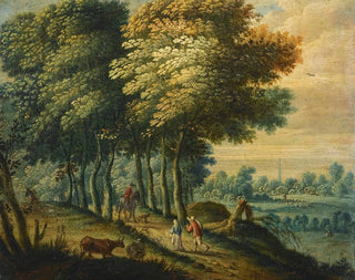 Landschaft mit Bäumen und Figuren - Flämische Schule — Ansicht des Kunstwerks