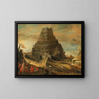 Die Turm von Babel - Flämische Schule — gerahmtes Bild an der Wand