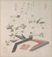 Kirschblüten und Siegelkasten mit Tinte und Lineal - Kubo Shunman — Ansicht des Kunstwerks