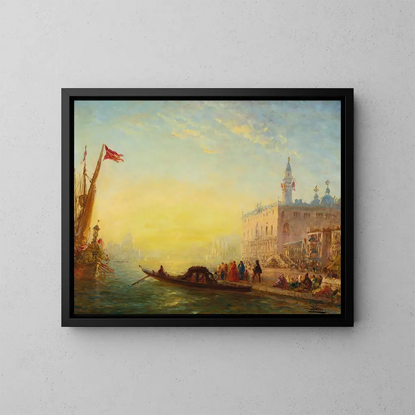 Die Gondel am Kai der Sklaven - Félix Ziem — gerahmtes Bild an der Wand