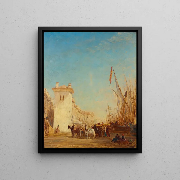 Le quai Saint - Jean à Marseille - Félix Ziem — gerahmtes Bild an der Wand