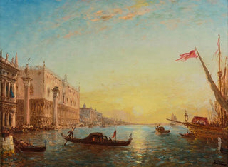 Sonnenaufgang vor der Piazzetta und dem Dogenpalast, Venedig - Félix Ziem — Ansicht des Kunstwerks