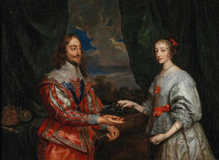 Portrait des Königs Karl I. und Königin Marie Henriette - Schule von Antoine van Dyck — Ansicht des Kunstwerks