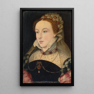 Follower of Franois Clouet - Portrait Of Mademoiselle De Chabot In A Black Dress With A Lace Ruff And Jewelled Headdress.webp