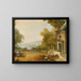 Figuren auf einer Terrasse mit Blick auf einen großen See - Schule von Hubert Robert — gerahmtes Bild an der Wand