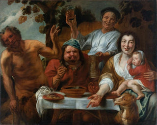 Der Satyr und der Bauer - Schule von Jacob Jordaens — Ansicht des Kunstwerks