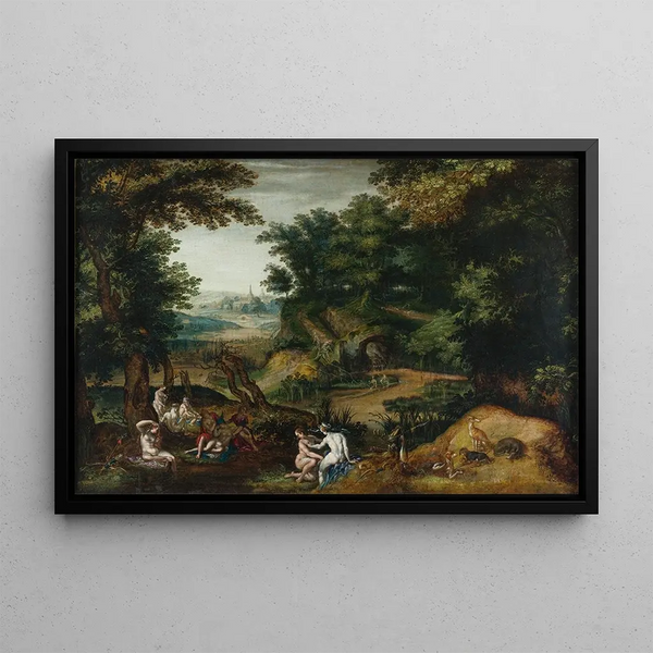 Diane und Callisto - Schule von Joachim Anthonisz Wtewael — gerahmtes Bild an der Wand