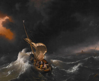 Der Christus im Sturm auf dem See Genezareth - Schule von Ludolf Backhuysen — Ansicht des Kunstwerks