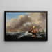 Bateaux de pêche au large dans une mer agitée - Ecole de Ludolf Backhuysen — gerahmtes Bild an der Wand