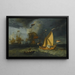 Die holländische Flotte auf See mit einer Staatsyacht, die einen Salut abfeuert - Ludolf Backhuysen Schule — gerahmtes Bild an der Wand