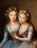 Doppelporträt der Großherzoginnen Alexandra 1783-1801 und Hélène 1784-1803 Romanov, Töchter des Zaren Paul I. - Schule von Marie-Louise Élisabeth Vigée Le Brun — Ansicht des Kunstwerks