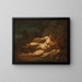 Ein Flussgott, der sich in einer Landschaft ausstreckt - Schule von Nicolas Poussin — gerahmtes Bild an der Wand