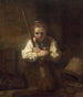 Ein Mädchen mit einem Besen - Schule von Rembrandt van Rijn — Ansicht des Kunstwerks
