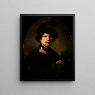Follower of Rembrandt van Rijn - Man Wearing a Plumed Beret and Gorget.webp