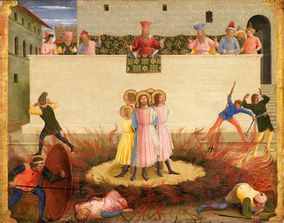 Heilige Côme und Damien und ihre überlebenden Brüder am Scheiterhaufen - Fra Angelico — Ansicht des Kunstwerks