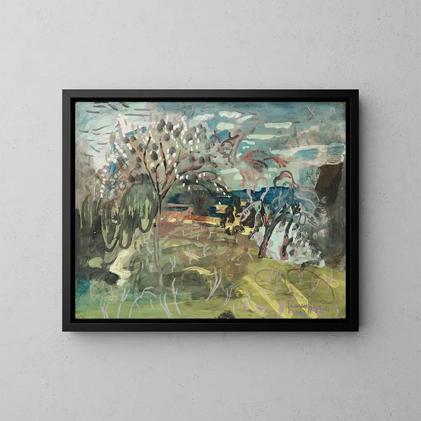 Kirschbaum am Croft, Bradford-on-Tone, Taunton - Frances Hodgkins — gerahmtes Bild an der Wand