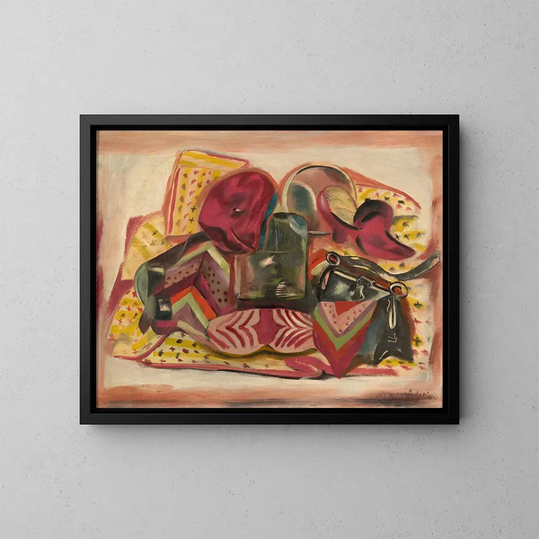 Stillleben mit Selbstporträt - Frances Hodgkins — gerahmtes Bild an der Wand