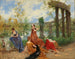 Damen in der Nähe des Parkteichs - Francesc Miralles i Galaup — Ansicht des Kunstwerks