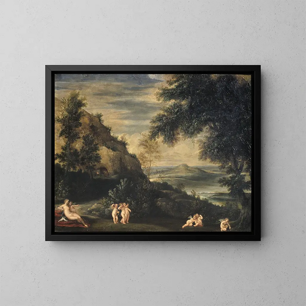 Landschaft mit Venus und den Amorinnen - Francesco Albani — gerahmtes Bild an der Wand