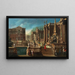Ansicht einer Villa mit einem Brunnen, Gärten und eleganten Figuren - Francesco Battaglioli — gerahmtes Bild an der Wand