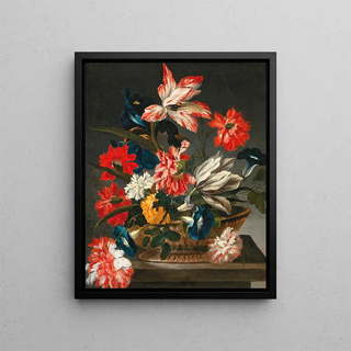 Francesco Caldei - Flowers in a decorative vase on a stone ledge.webp