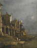 Ein Küstenlandschaft von Capriccio mit Figuren am Ufer unter einer Arkade - Francesco Guardi — Ansicht des Kunstwerks