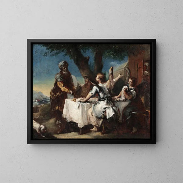 Abraham empfängt die drei Engel - Francesco Guardi — gerahmtes Bild an der Wand