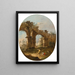 eines architektonischen Caprice mit Figuren in der Nähe eines verfallenen Bogens - Francesco Guardi — gerahmtes Bild an der Wand