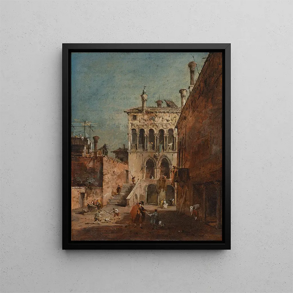 Ein architektonischer Laune mit einem Campiello - Francesco Guardi — gerahmtes Bild an der Wand
