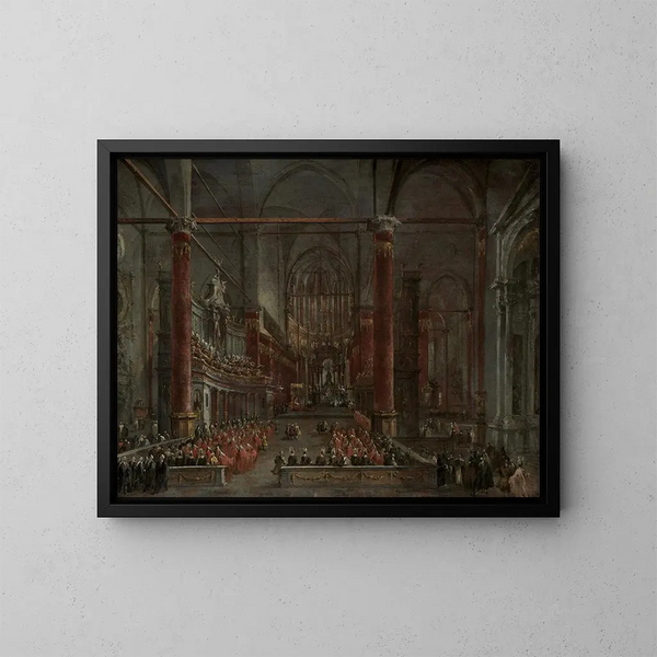 Zeremonie pontifical à SS Giovanni e Paolo, Venise, 1782 - Francesco Guardi — gerahmtes Bild an der Wand