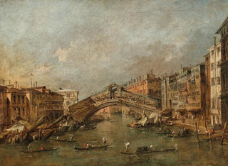 Der Rialto-Brücke und die Riva del Vin in Venedig - Francesco Guardi — Ansicht des Kunstwerks