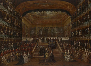 L'intérieur du Teatro San Benedetto à Venise lors du bal de 1782 en l'honneur des Conti del Nord - Francesco Guardi — Ansicht des Kunstwerks