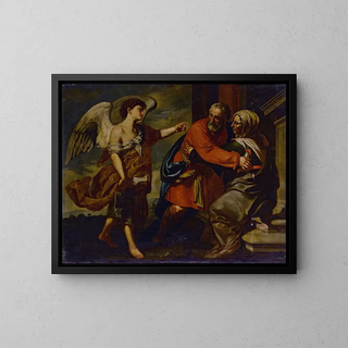 Die Begegnung von Zacharias und Elisabeth - Francesco Guarino — gerahmtes Bild an der Wand