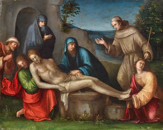 Die Klage Christi mit Engeln - Francesco Raibolini — Ansicht des Kunstwerks