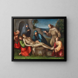 Die Klage Christi mit Engeln - Francesco Raibolini — gerahmtes Bild an der Wand