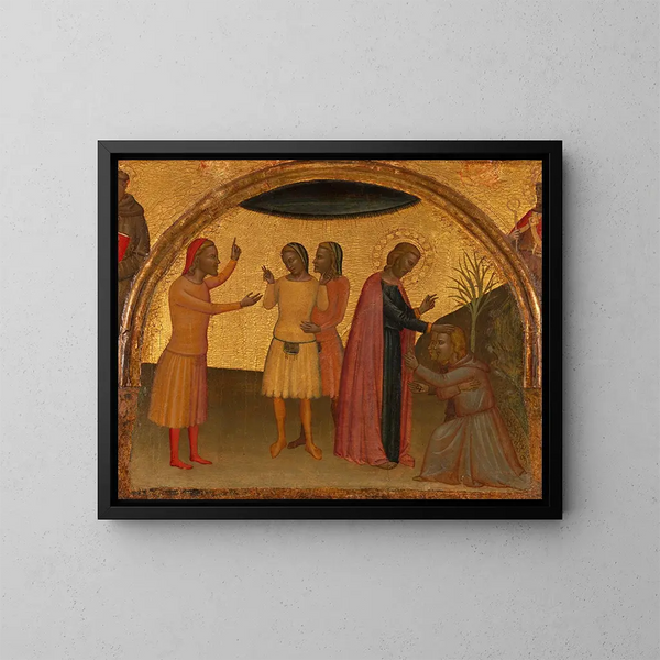 Saint Jean l'Évangéliste mit Acteus und Eugenius - Francescuccio Ghissi — gerahmtes Bild an der Wand