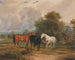 Juments und Fohlen weiden in einem Feld - Francis Calcraft Turner — Ansicht des Kunstwerks