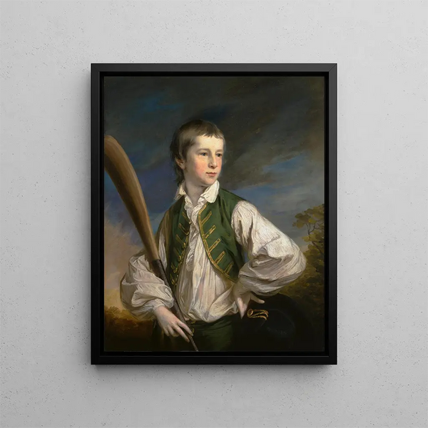 Charles Collyer als Junge mit einem Cricket-Schläger - Francis Cotes — gerahmtes Bild an der Wand